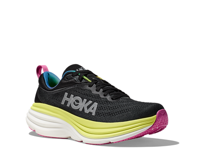 Hoka Bondi 8 i herrmodell. Svart färg som bas med multifärg i detalj. Hos Hoka specialisterna i Sverige.