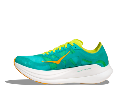 Hoka Tecton X2, unisex. Grön springsko till tävlingen med karbonskiva. Hos Hoka specialisterna i Sverige.