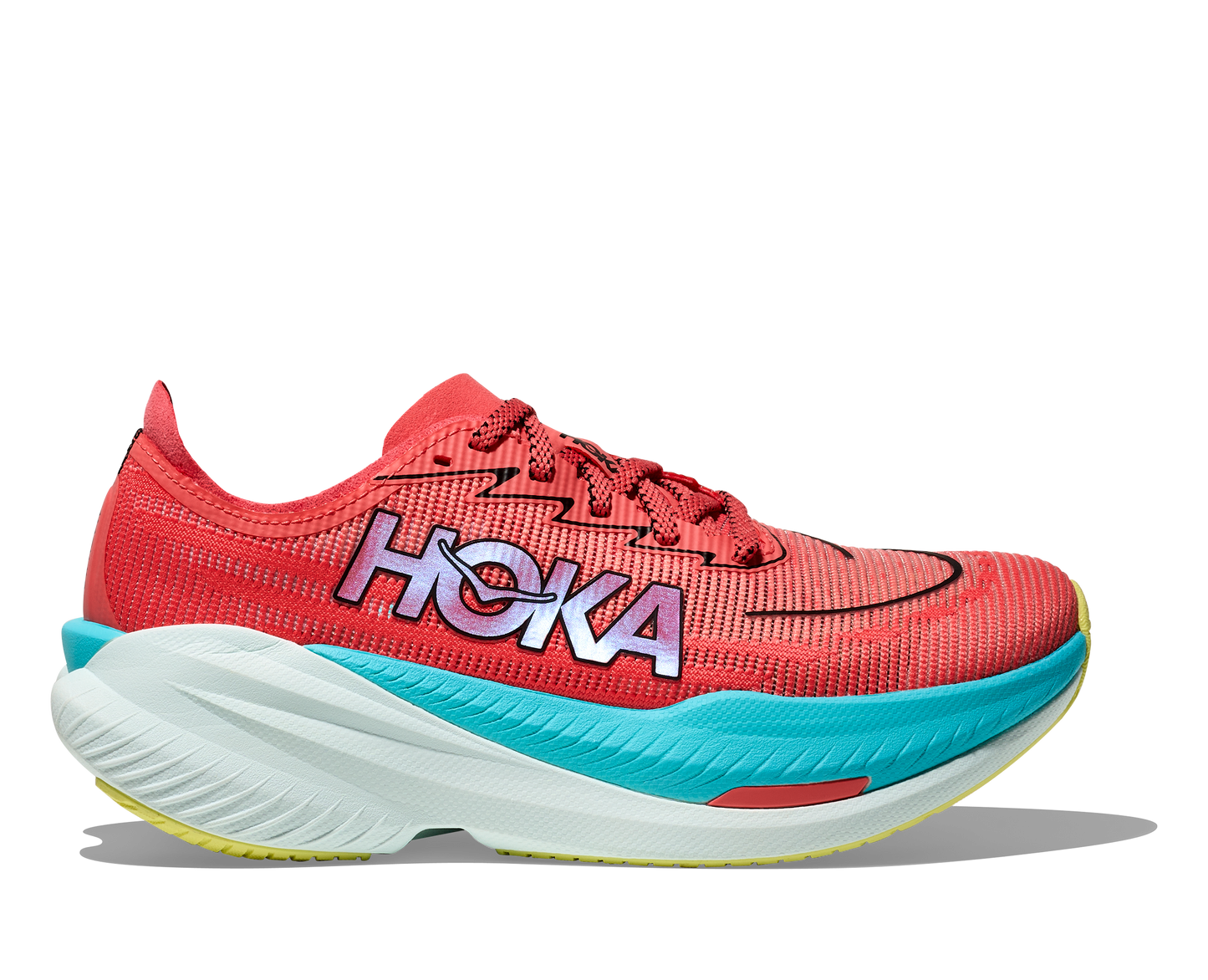 Hoka Mach X 2 M, löparsko med extremt mycket fart. Pebax-platta och PEBA-skum som ger en enorm effekt när det kommer till fart i löpsteget. Färgen heter grape och nyanserna är röd, blå, vit och gult slitgummi. Köp hos oss i Sverige idag.