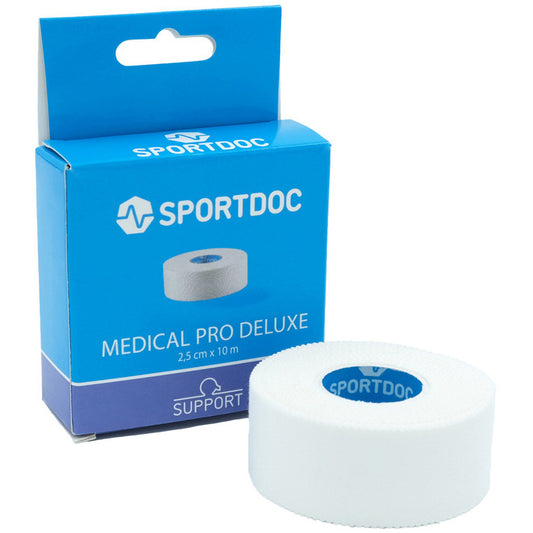 SPORTDOC MEDICAL PRO DELUXE. Vit oelastisk väv för stabilitet.