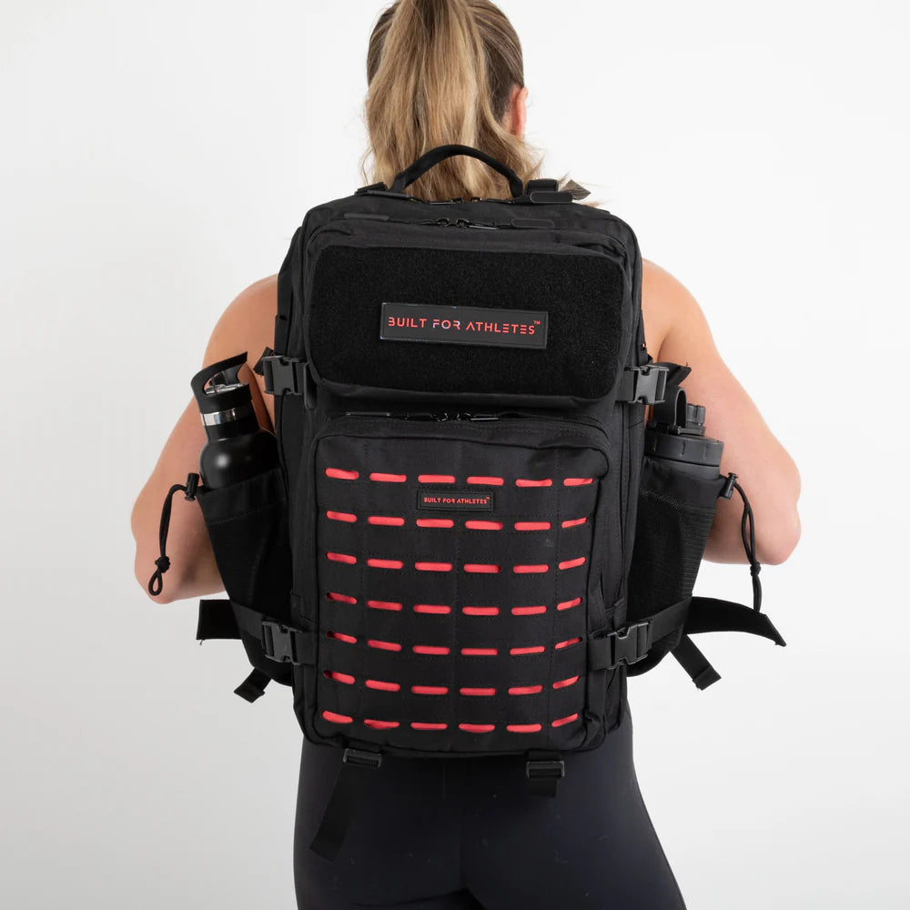 Built For Athletes Large Black & Red Gym Backpack