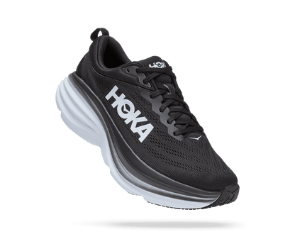 Hoka Bondi 8 modell herr. Stilren svart & vit färg. Hos Hoka specialisterna i Sverige.